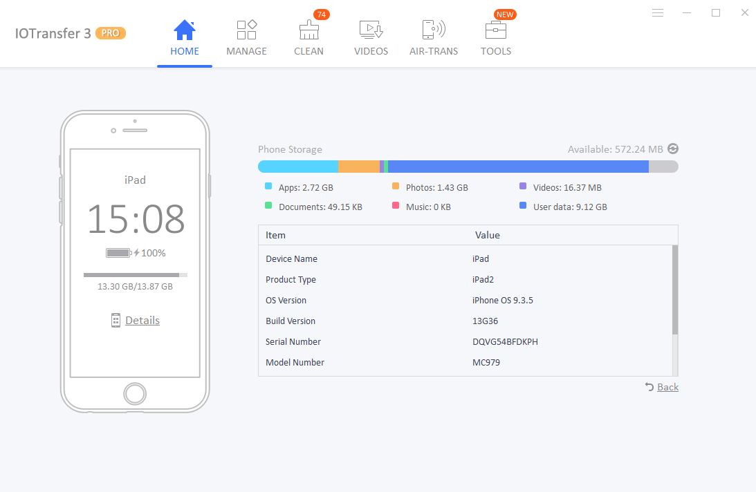 IOTransfer 3 Review - Device details
