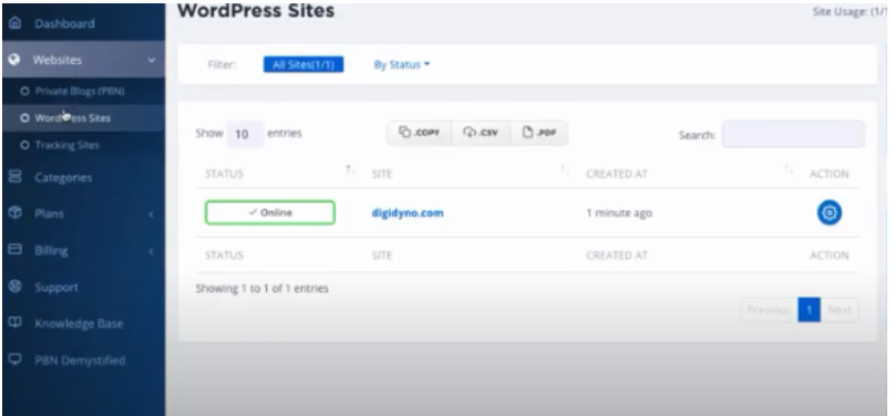 Click the Add WordPress website button