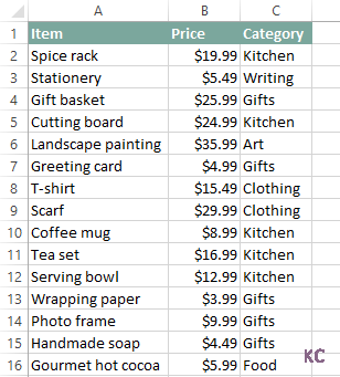Finding the Category of an Item Finding the Category of an Item