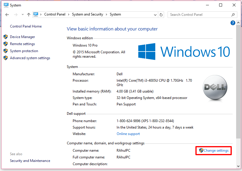 change settings change settings