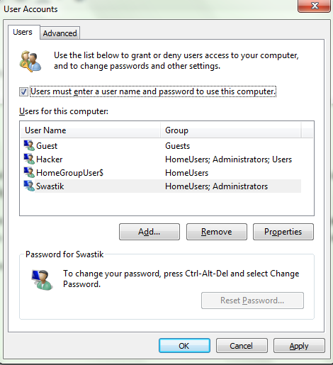 user account user account