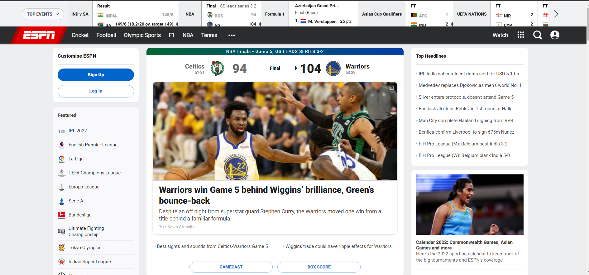 espn : ESPN On Roku