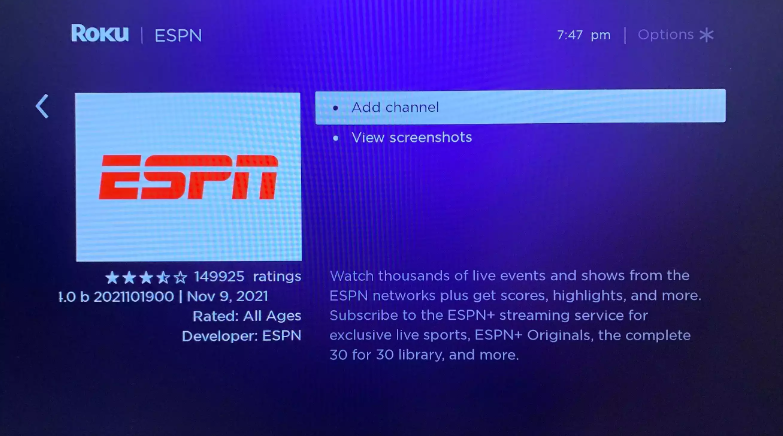 roku espn