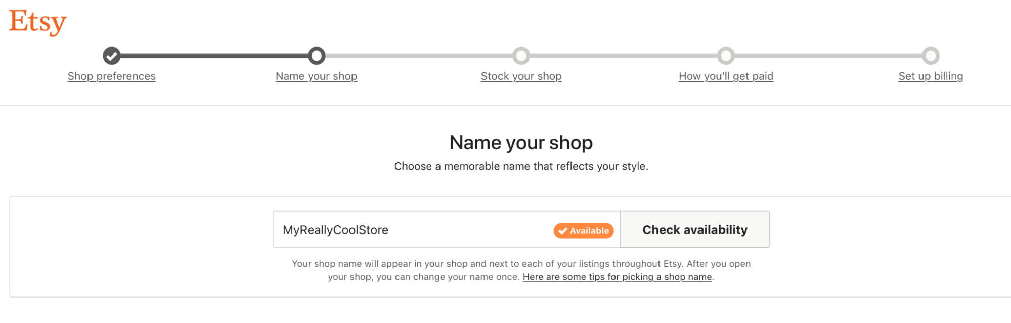 Name Your Etsy Shop