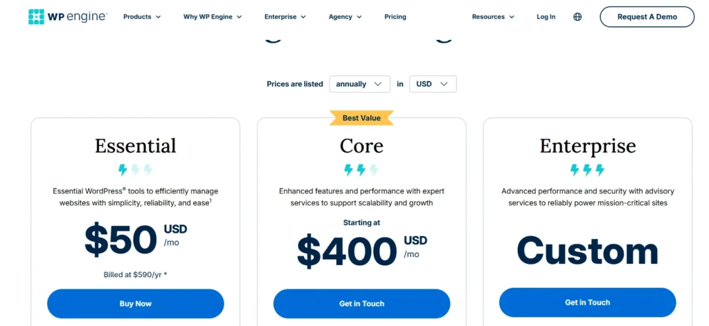 WP Engine pricing