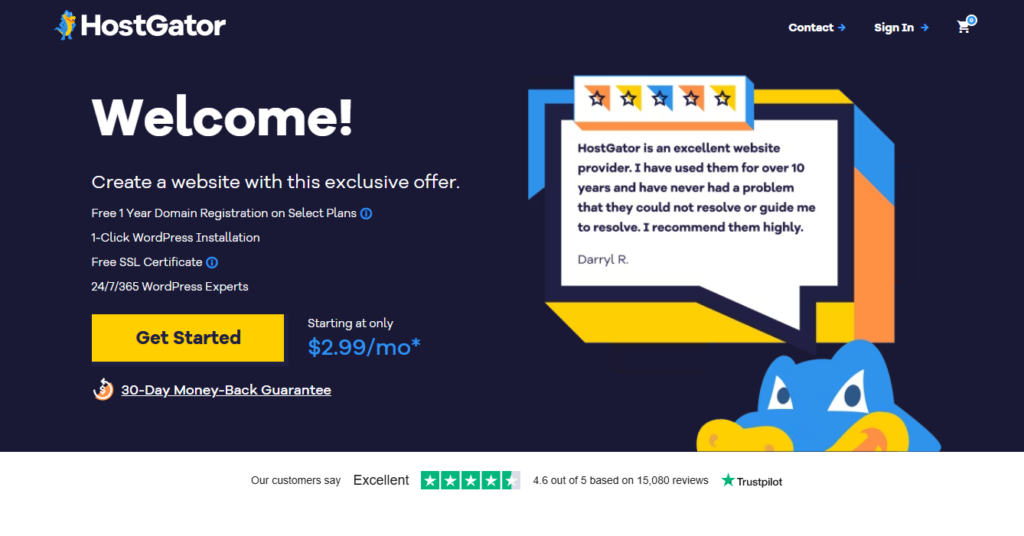 Hostgator web hosting free trial no credit card