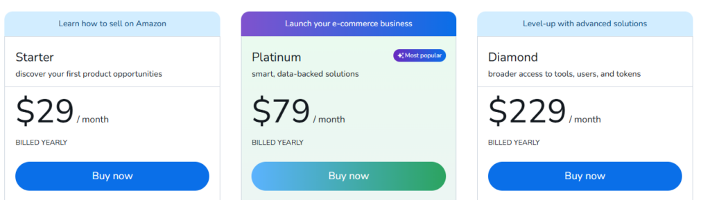 Helium 10 pricing plans