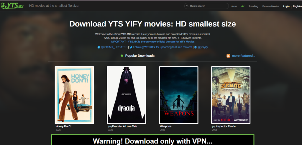 YTS (YIFY) — Best Torrent Proxy Providers for Movie Lovers