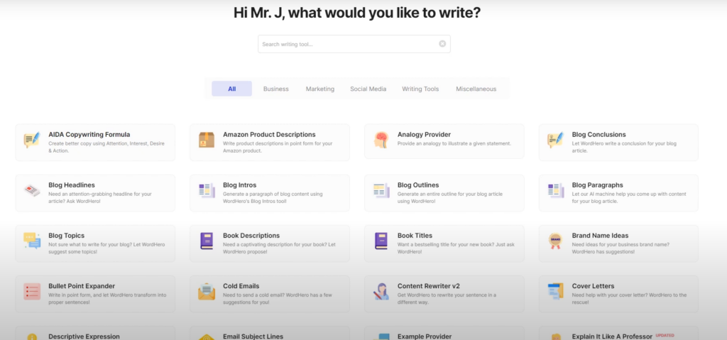 WordHero: User Interface (UI)/ User Experience (UX)