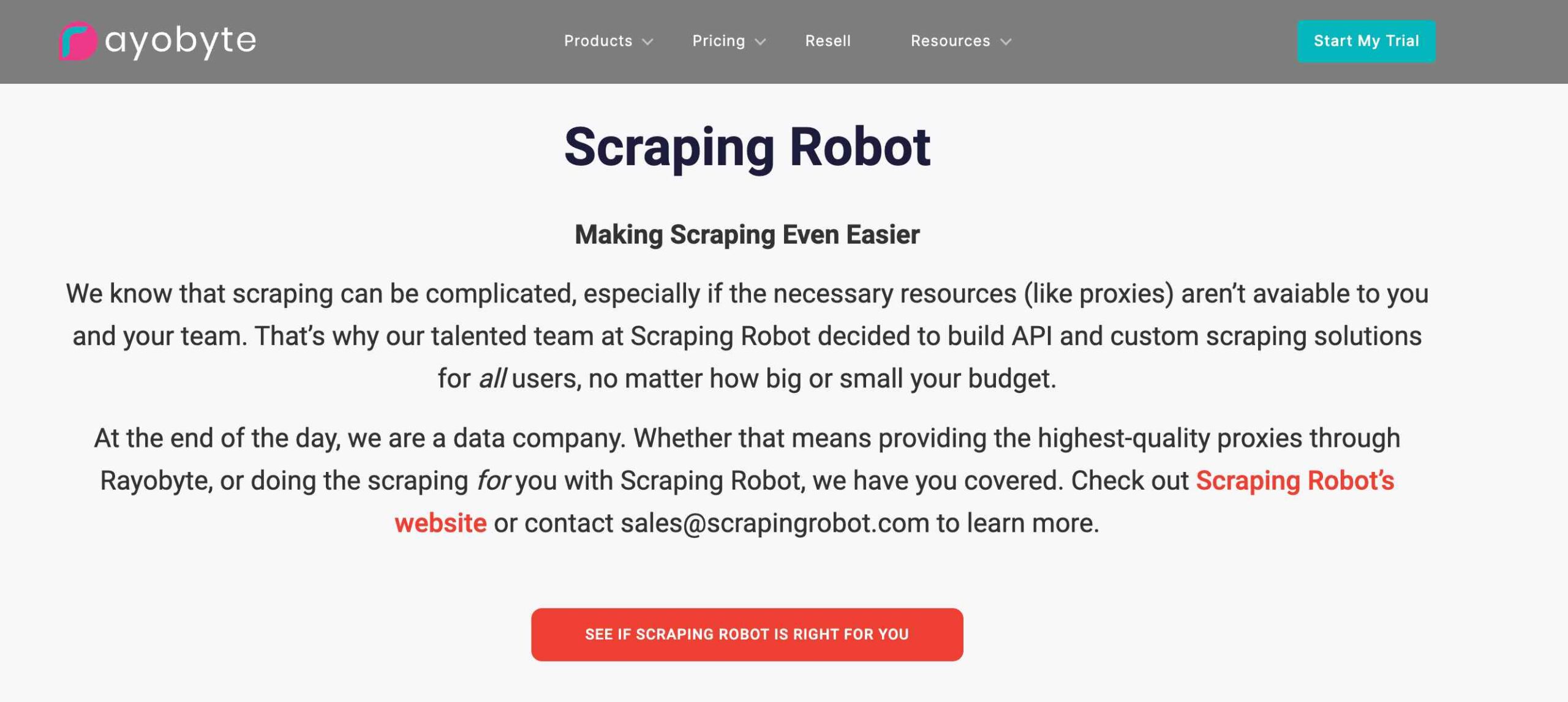 Rayobyte Scraping Robot