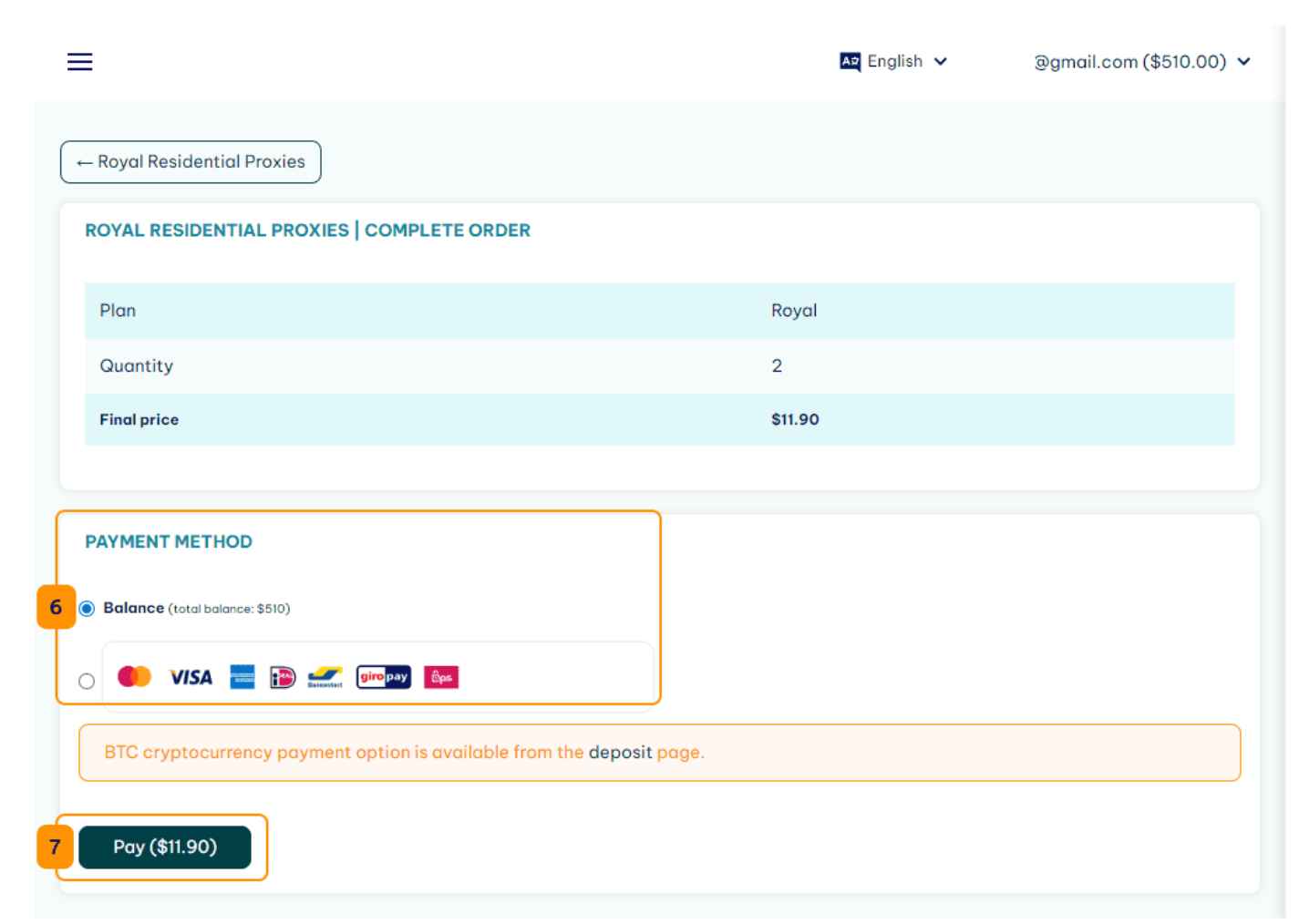 Select The Payment Method and Procced
