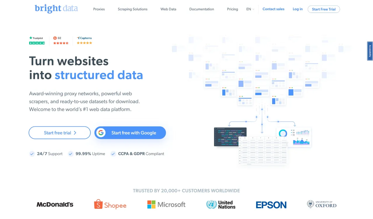 Bright Data homepage