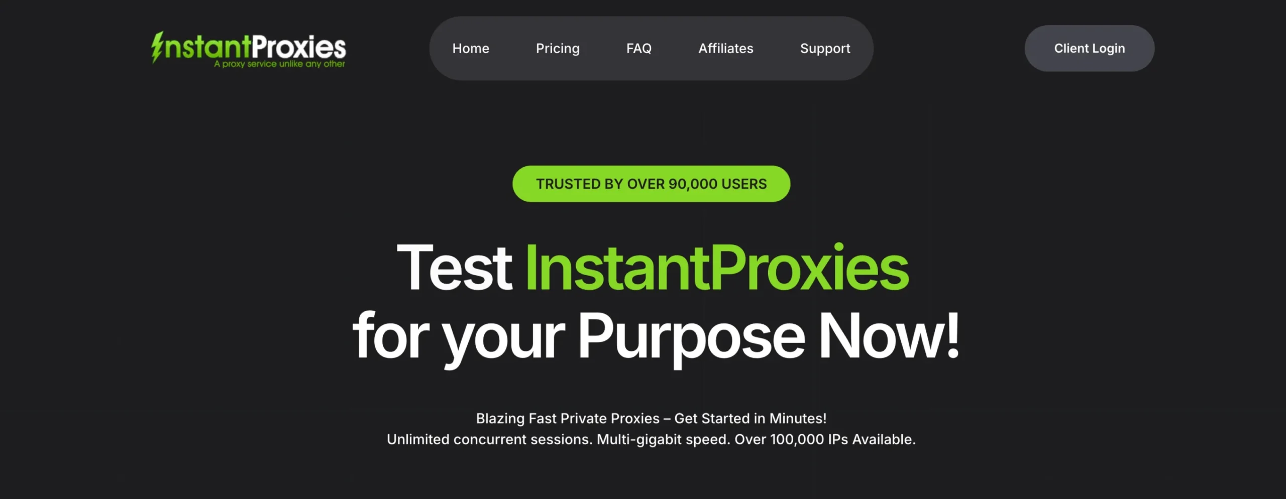 Instantproxies homepage InstantProxies