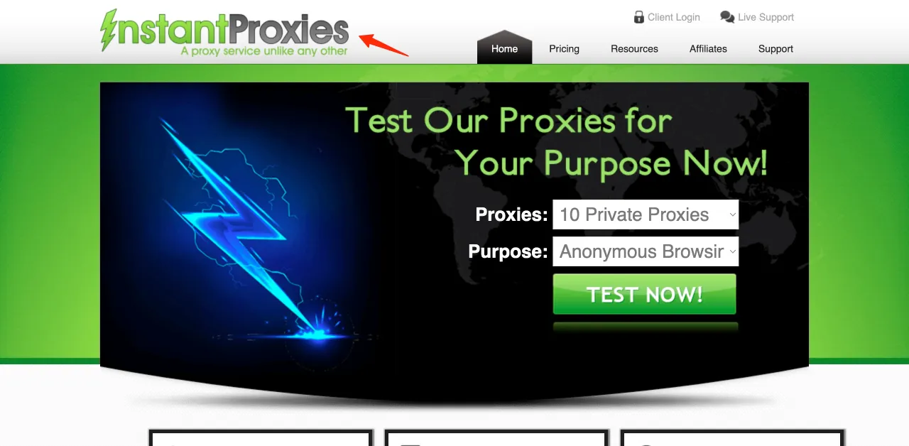 Instantproxies homepage