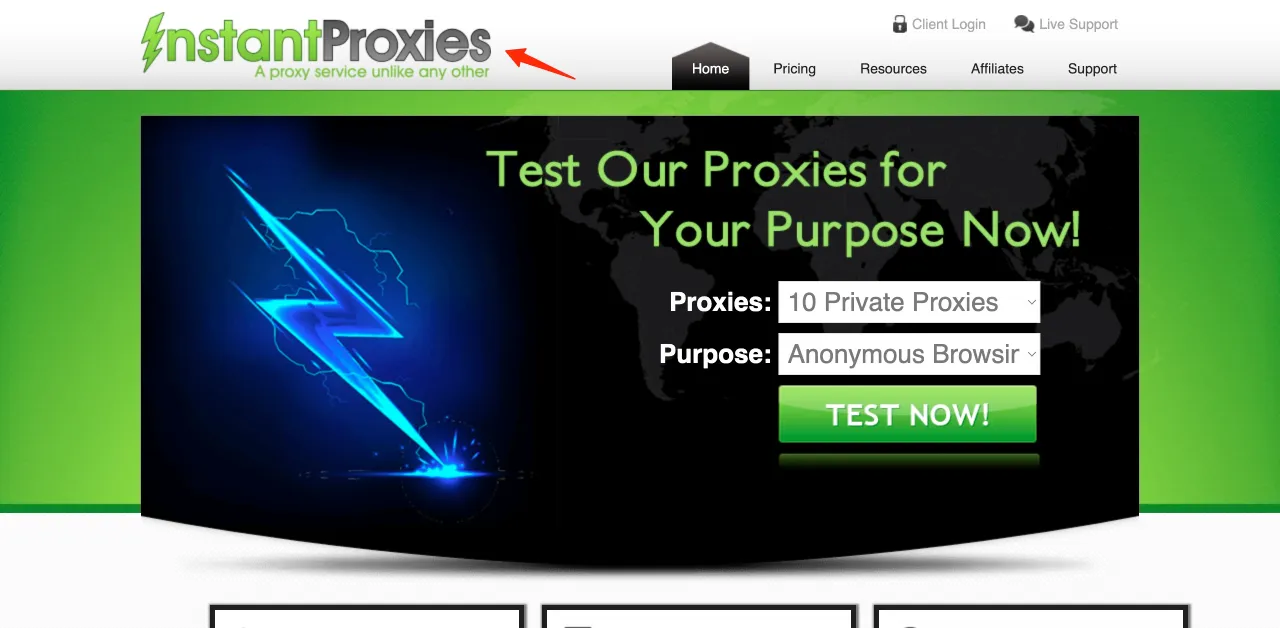 Instantproxies homepage Instantproxies homepage