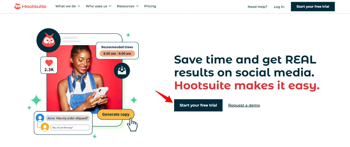 hootsuite homepage