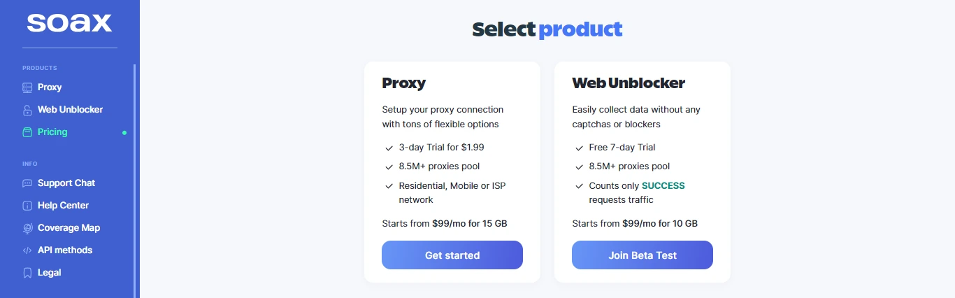saox select a product