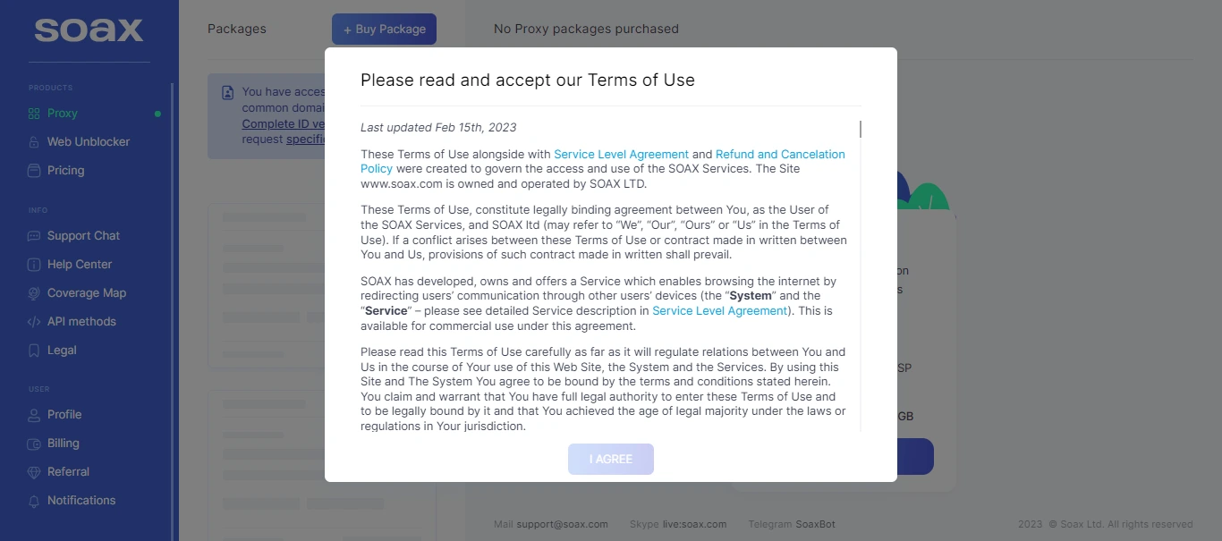terms and conditions on soax