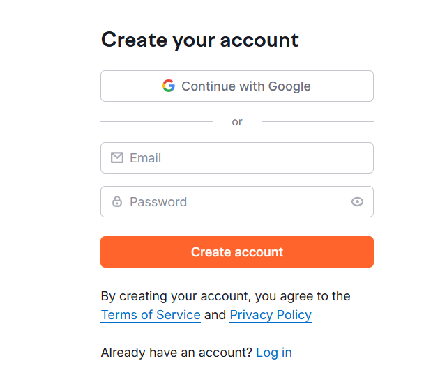 create your account