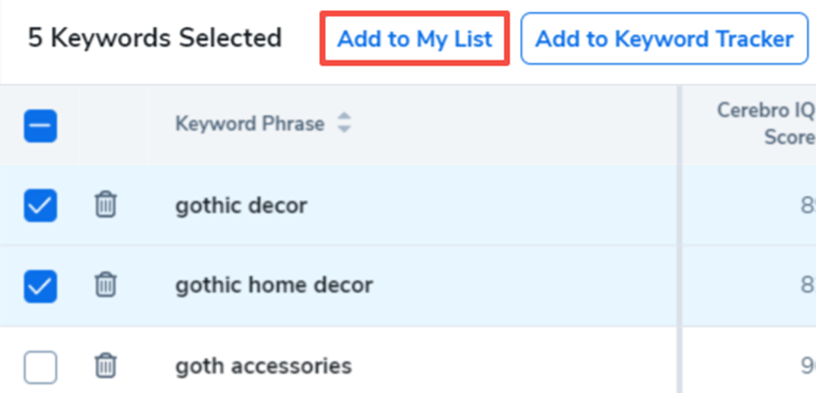 Add Keywords To List