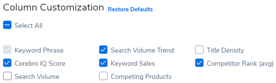 Customizing the Xray Keywords Table