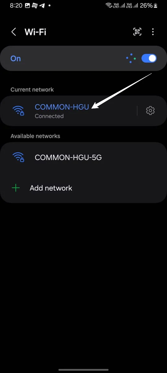 Tap on the network you're connected to.