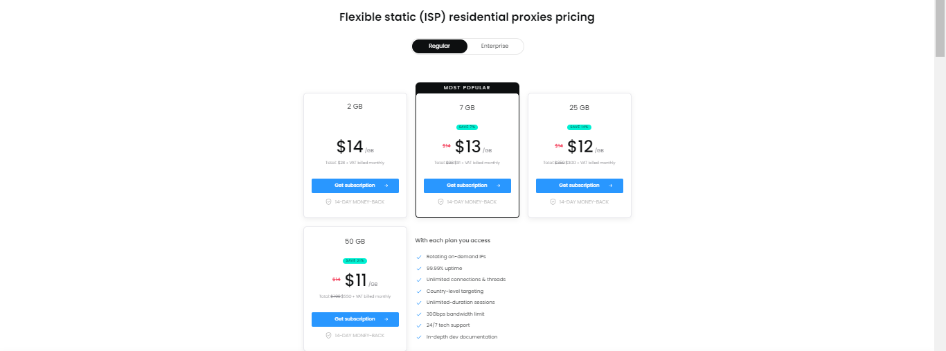Flexible static (ISP) residential proxies 
