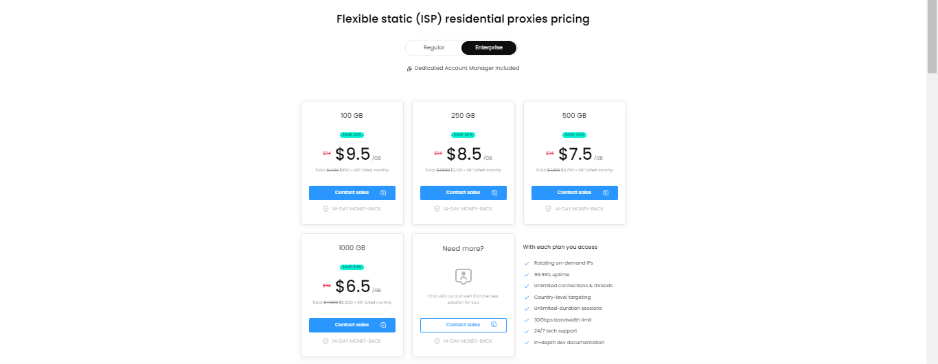 Flexible static (ISP) residential proxies  