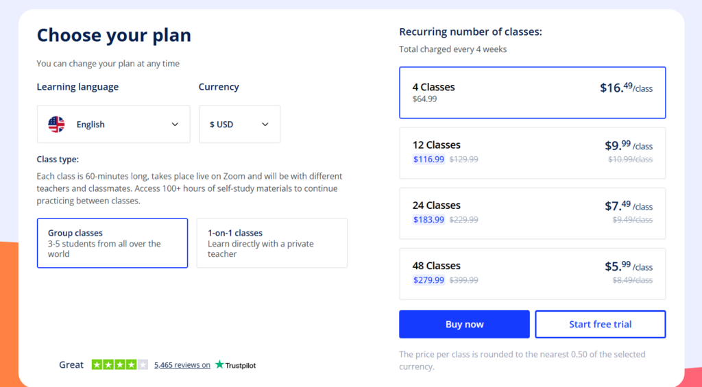 Pricing of Lingoda