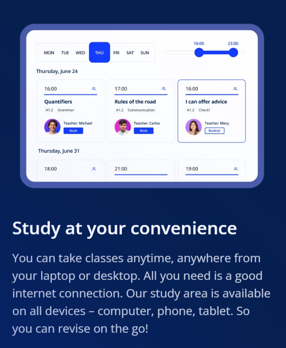 Lingoda 24/7 Class Availability