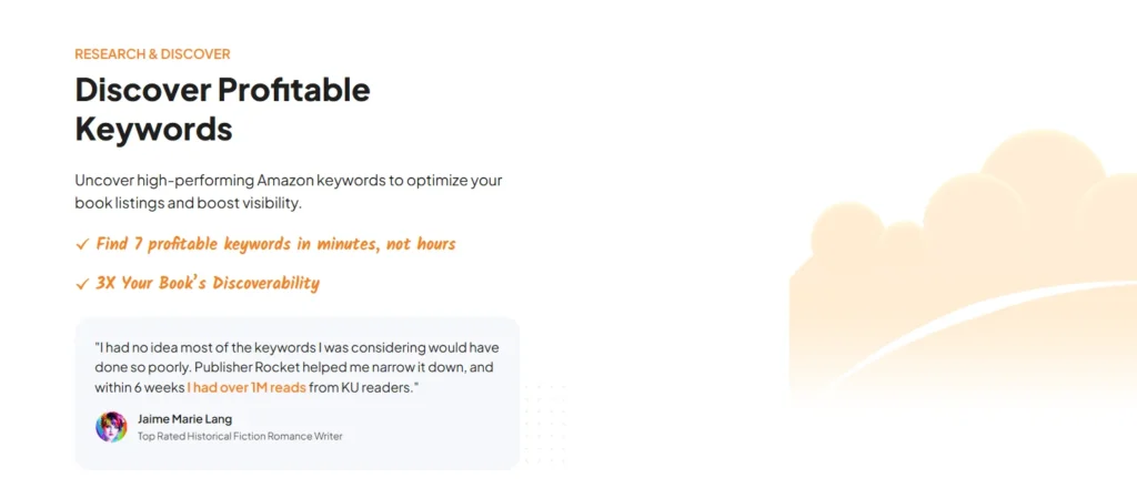 Publisher rocket keyword feature