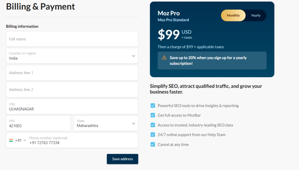 moz billing payment