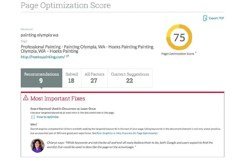Moz Pro Page Optimization