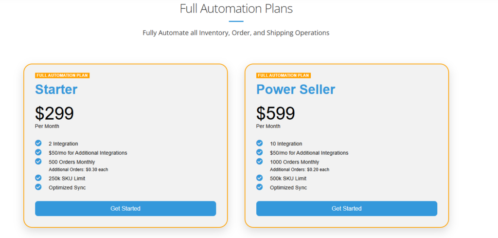 Pricing Table of Inventory Source