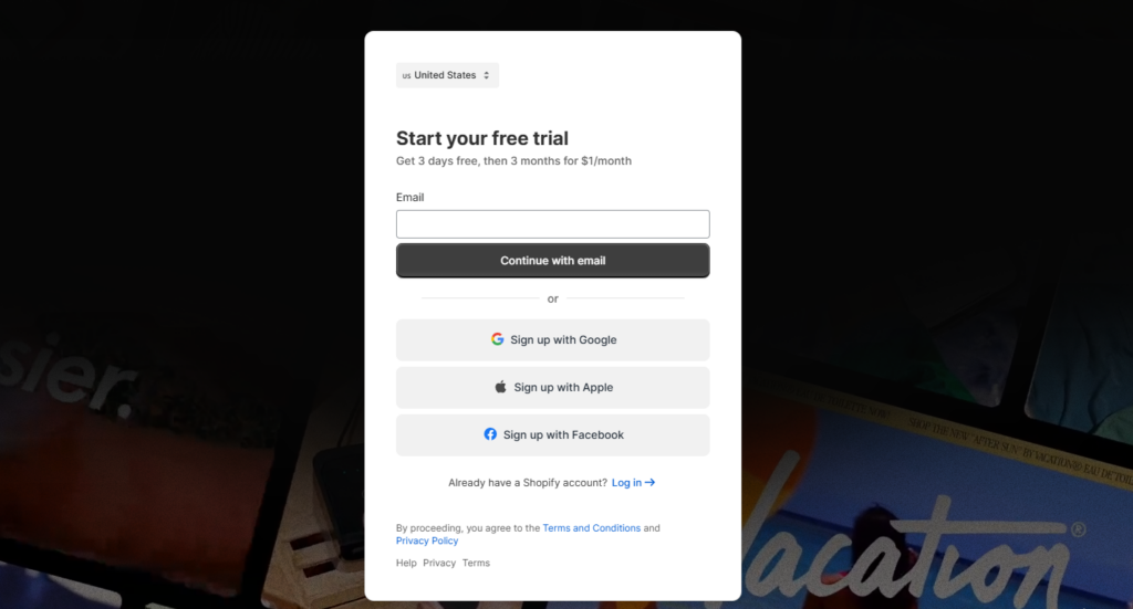Shopify free trial