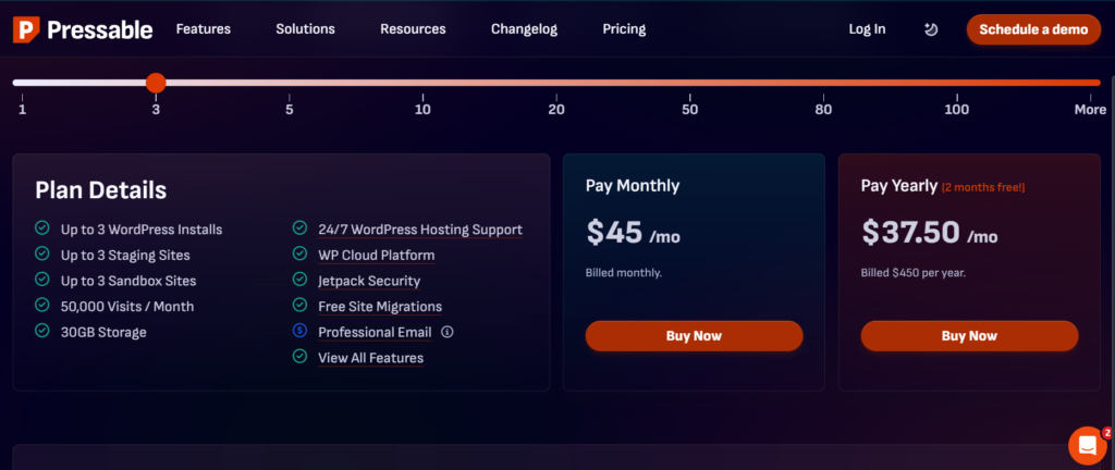 pressable pricing