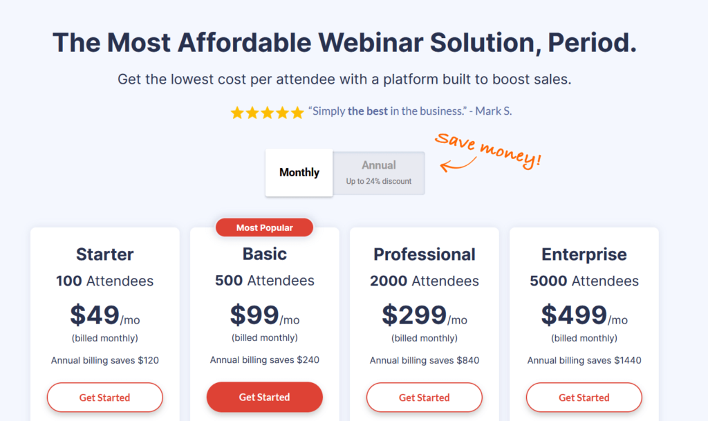 webinarjam pricing plans
