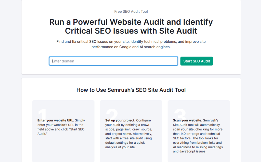 Semrush Site Audit Tool