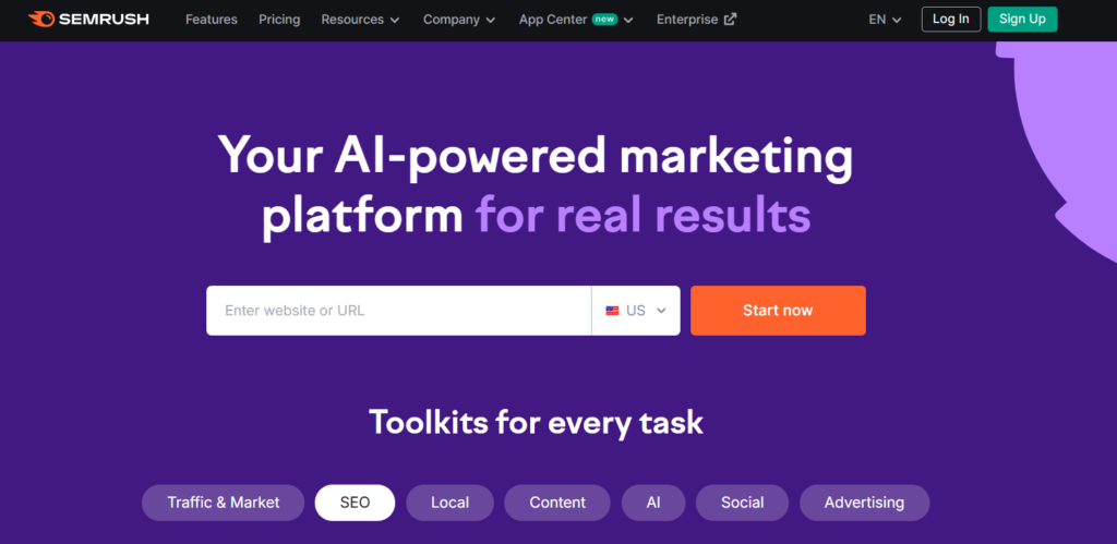 best ai sep tools- semrush review