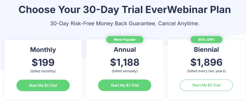 Everwebinar Pricing Plans