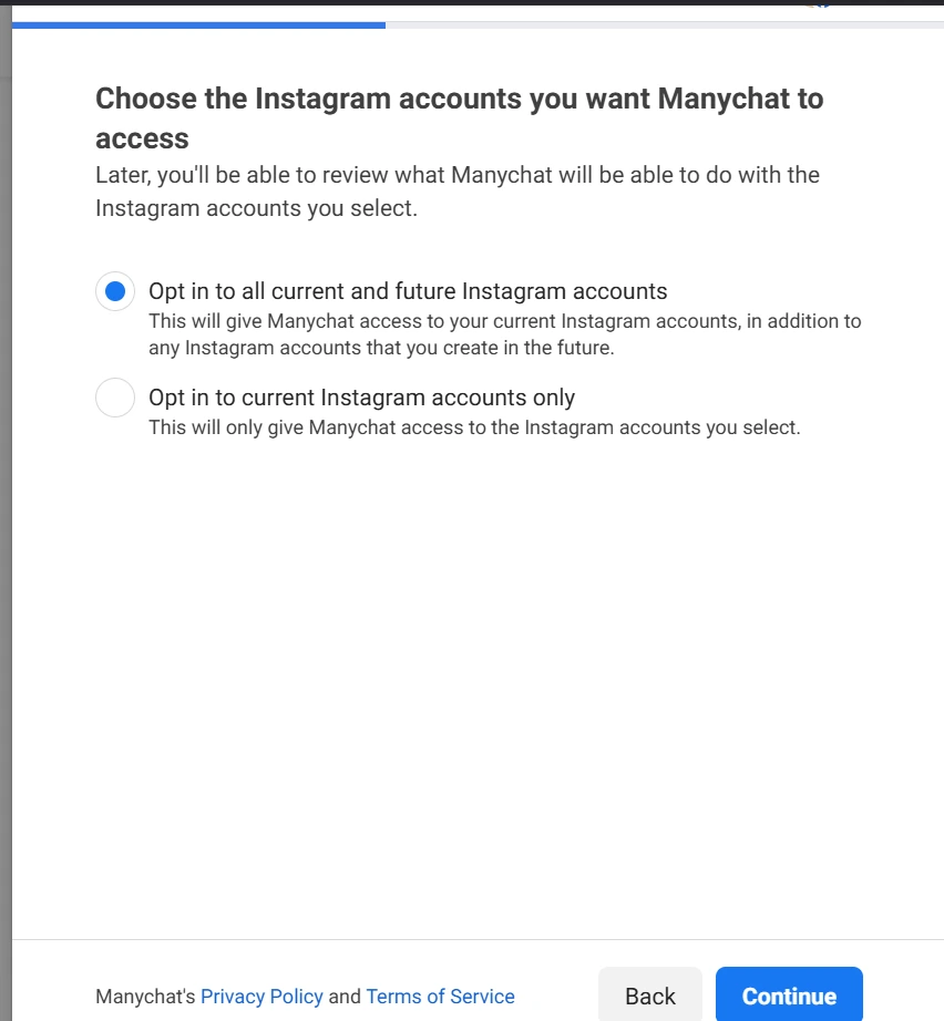 choose insta account