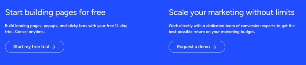 free trial of unbounce