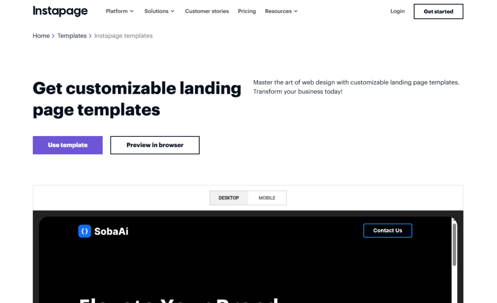 Instapage Customizable Templates