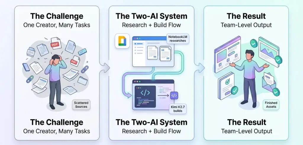 NotebookLM Plus Kimi K2.7: The Two-AI Workflow Creators Say Turns One Person Into a Team